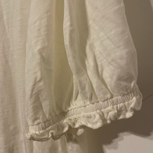 LOFT sheer white short ruffle sleeve shirt - Picture 5 of 6